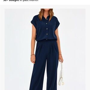 Navy Blue Two Piece Set, Wide Legs - like new.